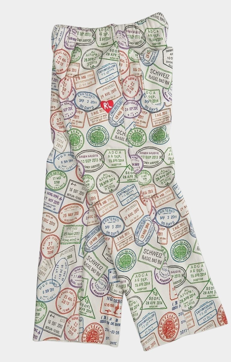 Side View Close-up of stitching and fabric texture on Red Letters Where U Are Pant