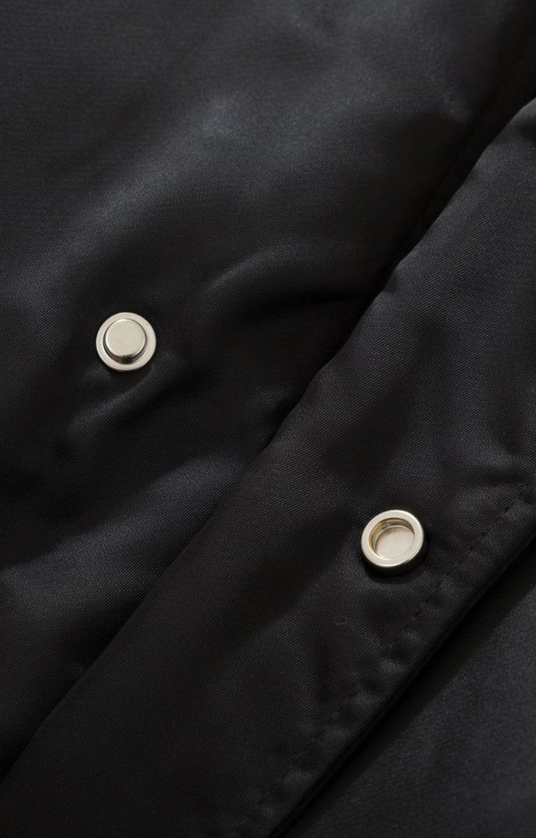 Rich Gainer faux fur hoodie jacket button closure. 