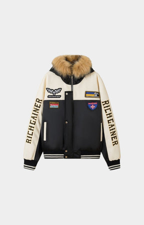 Rich Gainer faux fur hoodie jacket full zip closure detail