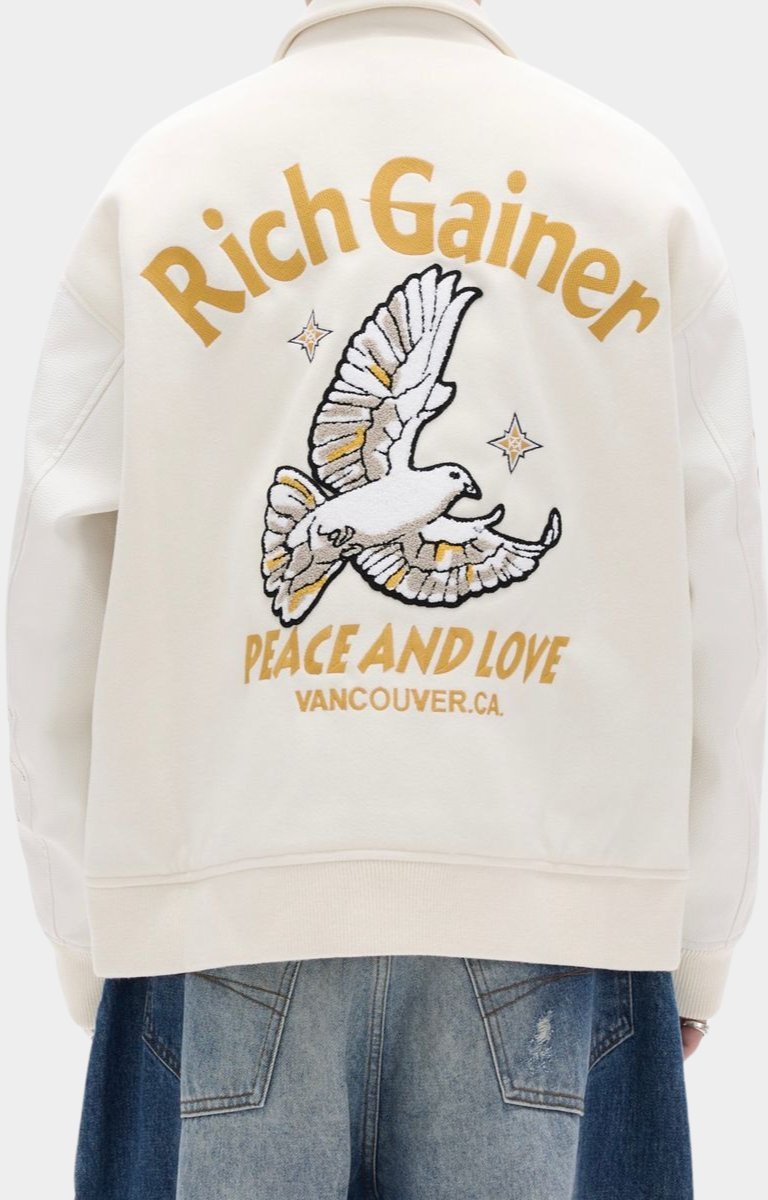 Back view of Rich Gainer White Dove embroidered jacket.