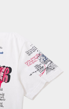 Premium cotton fabric texture of Rich Gainer white Jesus t-shirt.