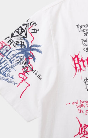 Oversized fit Rich Gainer white graphic streetwear t-shirt.
