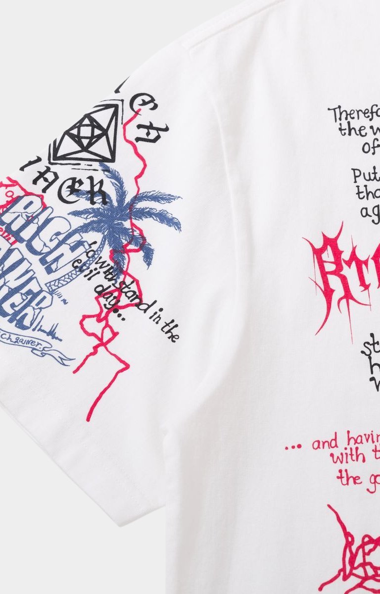 Oversized fit Rich Gainer white graphic streetwear t-shirt.
