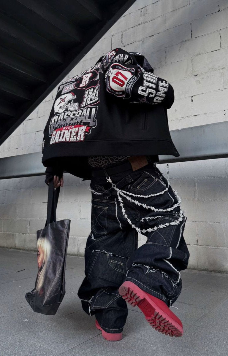 Relaxed fit RICHGAINER Champion baseball bomber jacket.