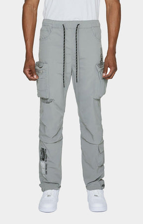 Smoke Rise Nylon Utility Pants in Grey front view.