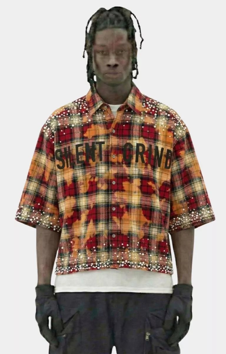 Storm88 Silent Grind KAEN red cropped streetwear shirt front view.