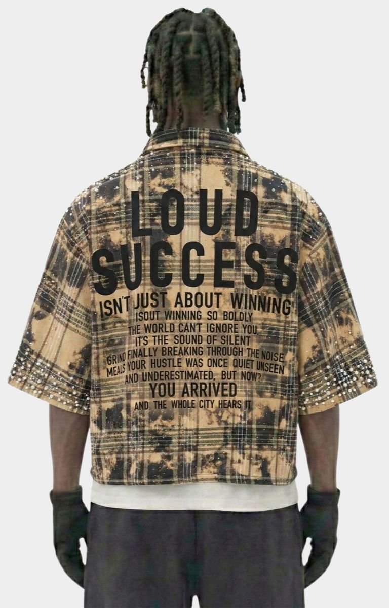 Silent Grind Loud Success print back design brown crop shirt.