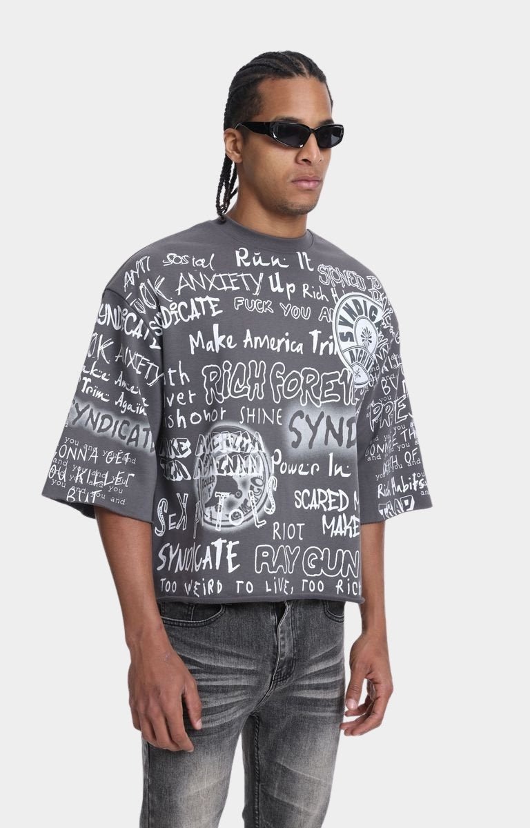 Cropped fit silhouette of Syndicate Wolf Grey T-shirt.