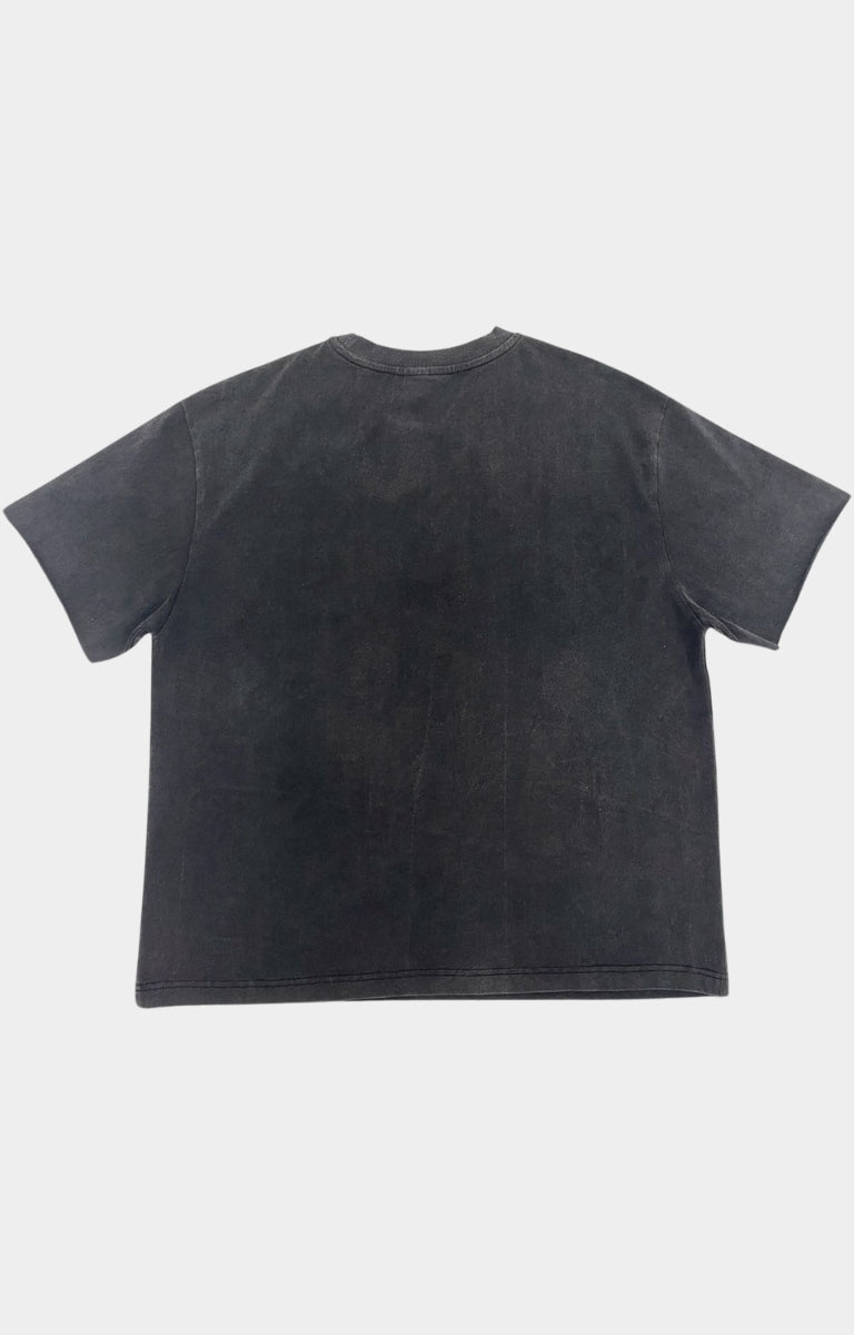 The Syndicate oversized black wash graphic t shirt.