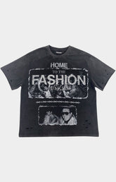 The Syndicate Fashion Graphic T-Shirt Black Wash front view.