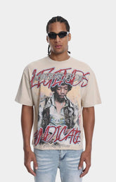 The Syndicate LND Rhinestone Graphic T-Shirt Beige front vi.ew