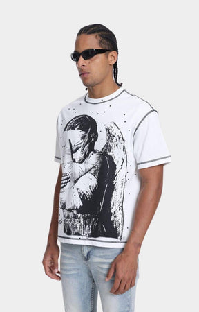 Rhinestone embellishment detail on The Syndicate Pain T-Shirt.