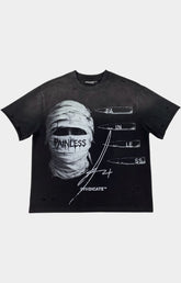 The Syndicate Painless Graphic T-Shirt Black Wash front view.