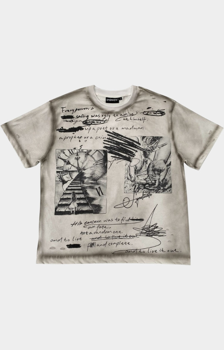 The Syndicate Poet Graphic T-Shirt White front view.