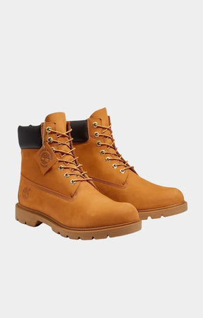 Timberland Premium 6-Inch Waterproof Boot in wheat nubuck leather front view.