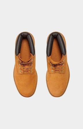 Top view showing padded collar and lace-up closure.