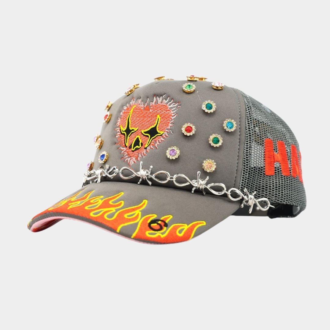 Toxicity LOVE HARD Trucker Hat – Grey