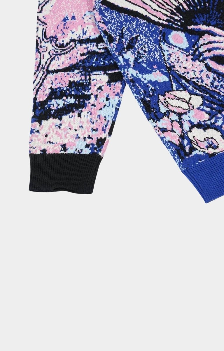 Japanese-inspired streetwear sweater with cherry blossom embroidery.