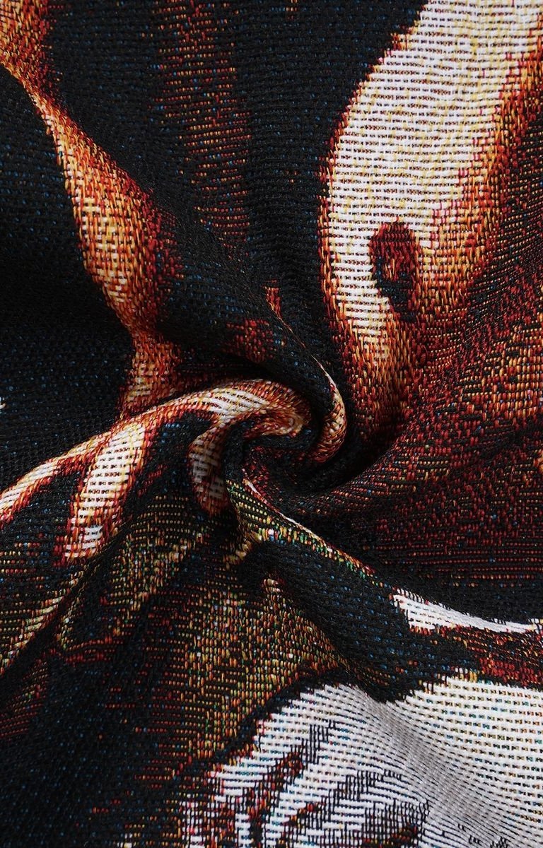 close up of tapestry style artwork featuring VeryRare Calling of Saint Matthew Pants – unisex oversized artwear trouser