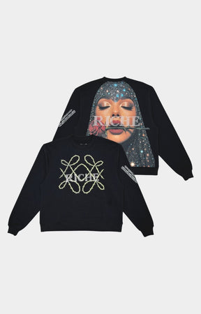 Relaxed fit Vie+Riche Black Live Rose sweatshirt.