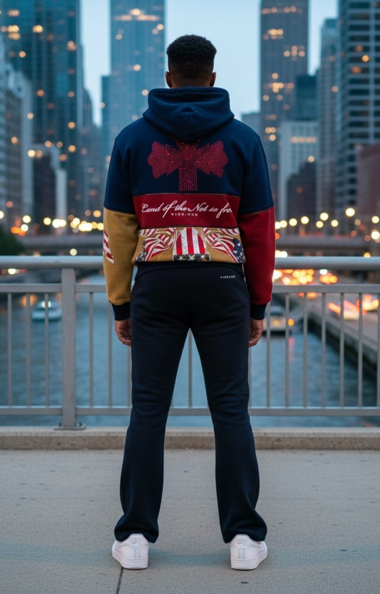 Styled streetwear look with Vie Riche Mixmatch Dreams hoodie.